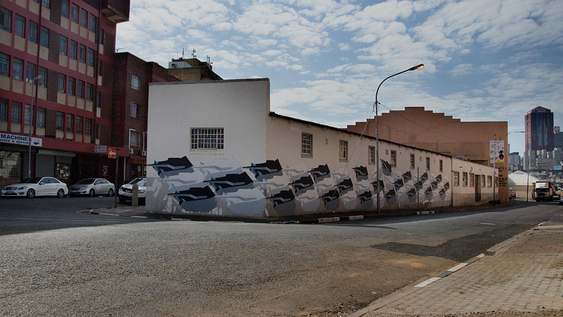 'Invasion' 2014, Acrylic paint on wall. Bag Factory residency, Johannesburg